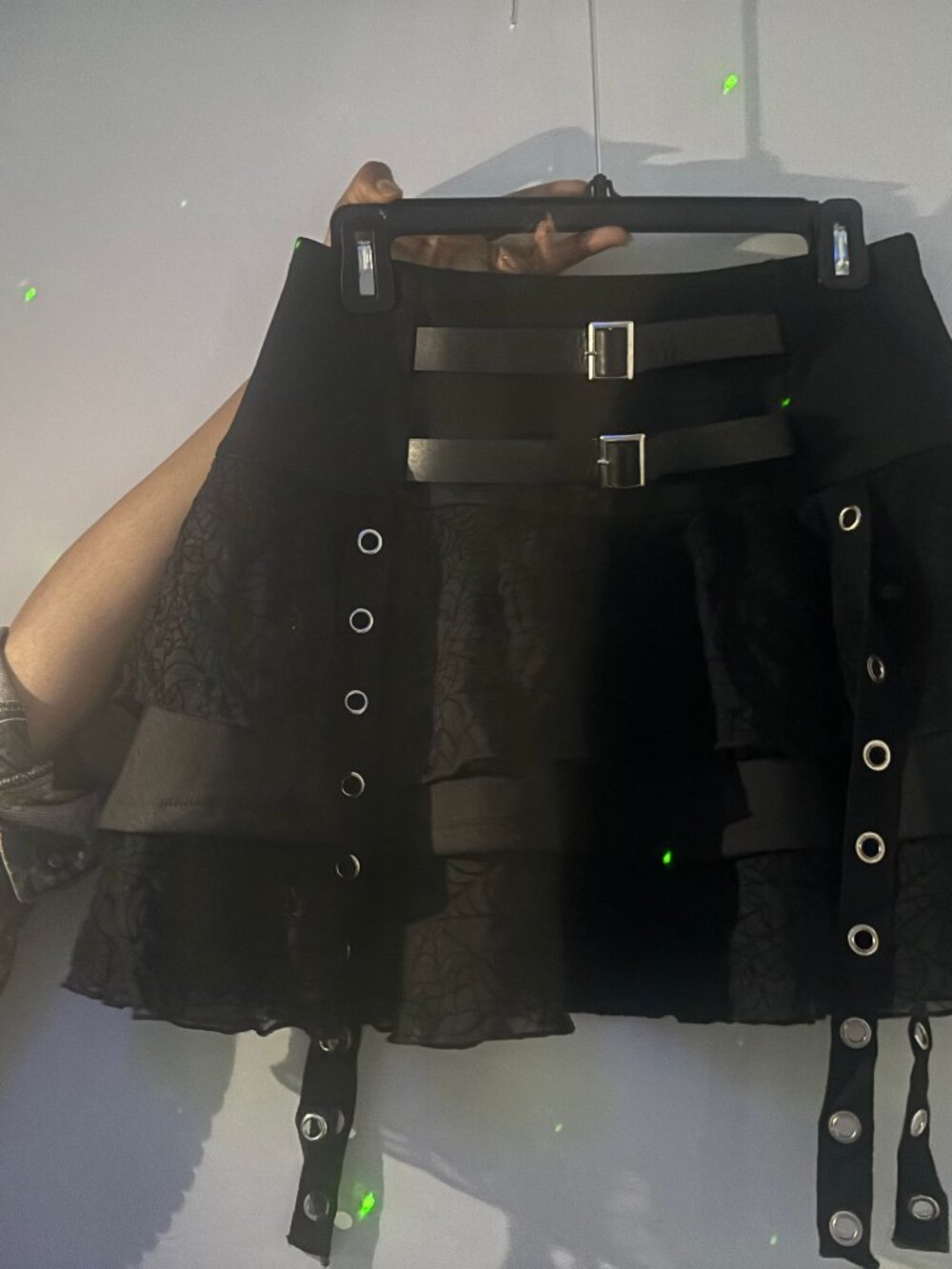 Hot Topic Lace Grommet Buckle Tiered Skirt